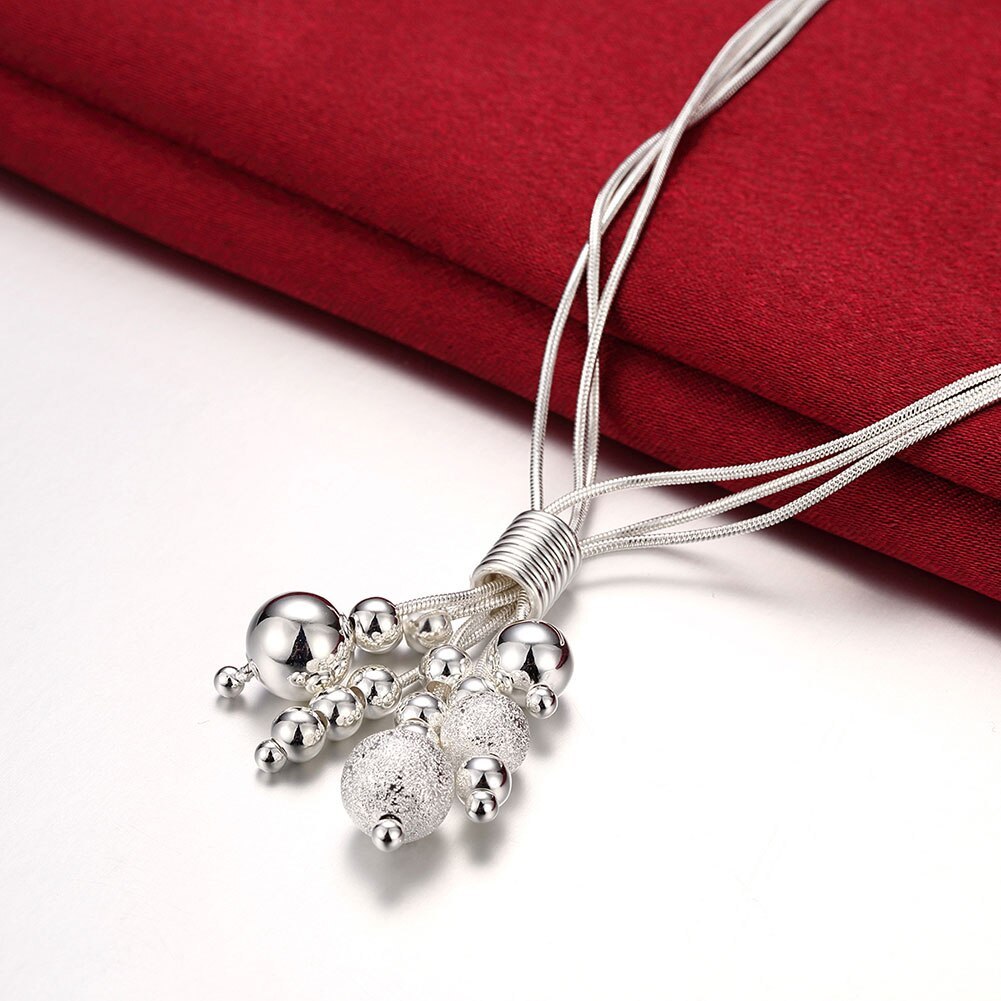 New Original designer 925 Stamp Silver color fine beads necklaces long earrings jewelry sets for women fashion party wedding