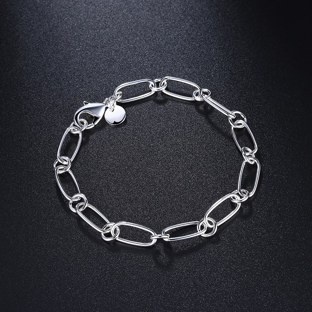 New popular 925 Stamp Silver color Bracelets circle chain for woman lady men classic Wedding party Gift fashion Jewelry