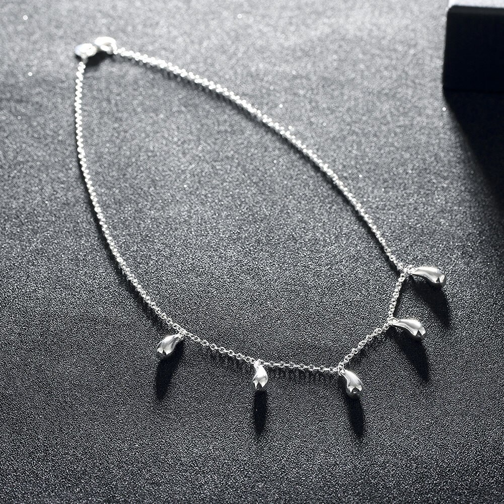 Charm 925 Stamp Silver color Necklaces for Women Jewelry 18 Inches Fashion fine five Water droplets pendants party Gifts
