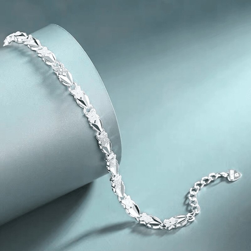 Hot Charms Lucky Clover Heart 925 Stamp Silver color Bracelets For women fashion party wedding Jewelry high quality Holiday gift