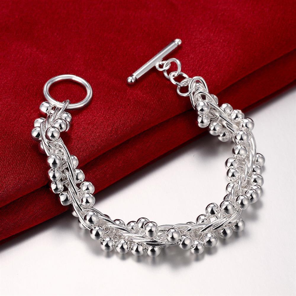 Charm 925 Stamp Silver color Bracelets for women man solid bead chain Creative Wedding party Christmas Gifts fashion Jewelry