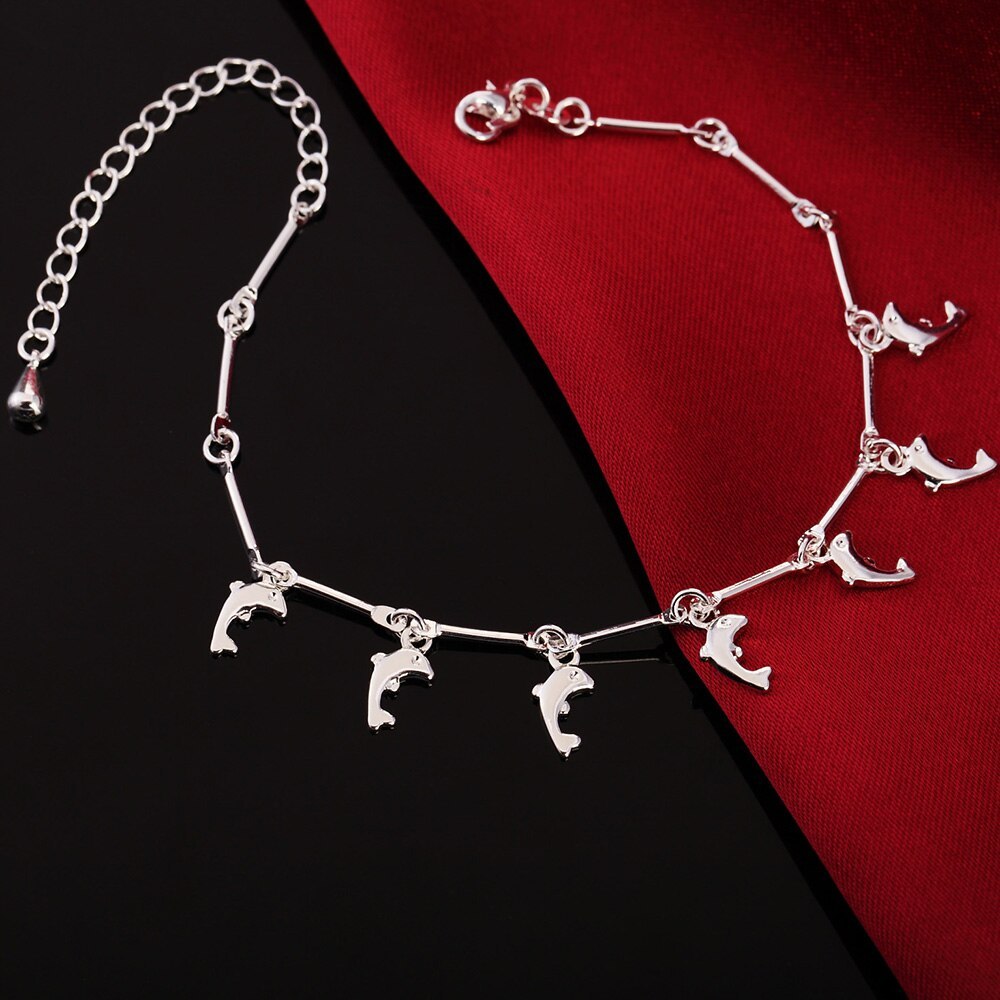 Charm 925 Stamp Silver color Bracelets for Women elegant romantic dolphin Chain Fashion Wedding Party Christmas Gifts Jewelry