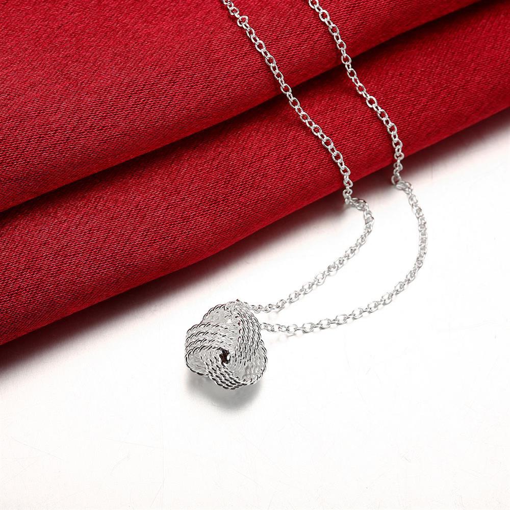 Hot 925 Stamp Silver color Weave Ball Pendant Fashion Jewelry 18 inches Charm Necklace For women party wedding Birthday Gifts