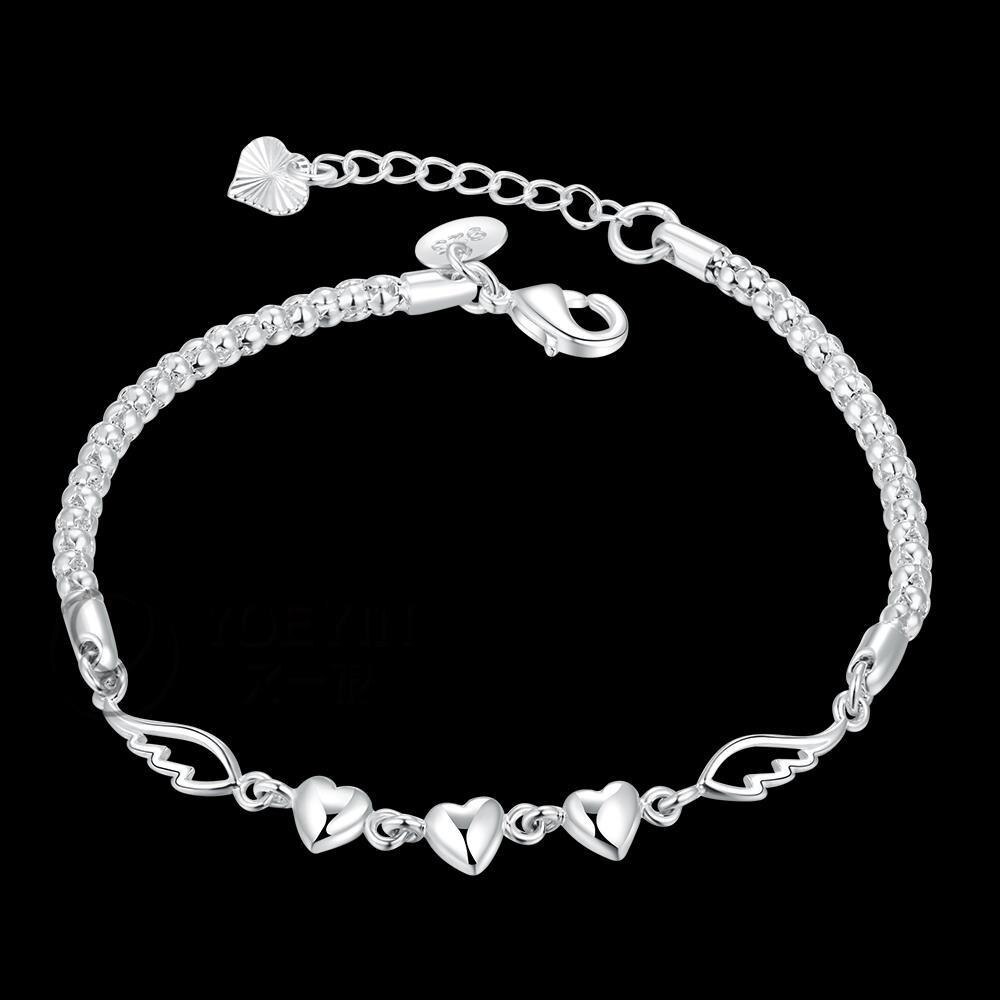 Factory direct fashion 925 Stamp Silver color Bracelet for woman elegant heart Love chain Luxury jewelry Wedding party lady gift