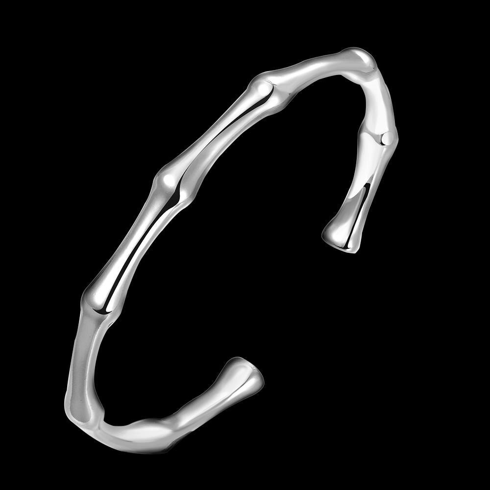 Hot 925 Stamp Silver color Bamboo joint bangles Bracelets for Women elegant adjustable fine lady Jewelry Fashion wedding Party