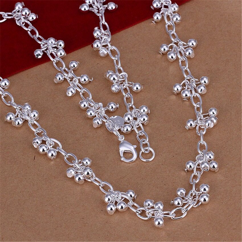 Hot fashion 925 Stamp Silver beads chains necklaces for women luxury designer jewelry party wedding accessories Holiday gifts