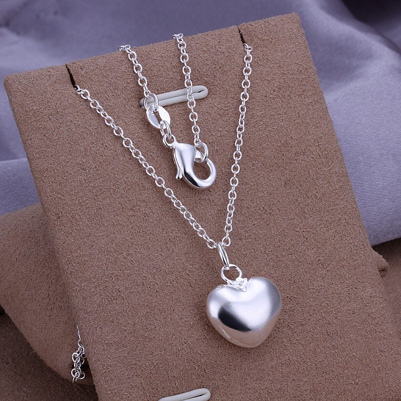 Original designer 925 Stamp Silver Solid charms heart Necklace For Women Fashion party wedding accessories Jewelry fine gifts