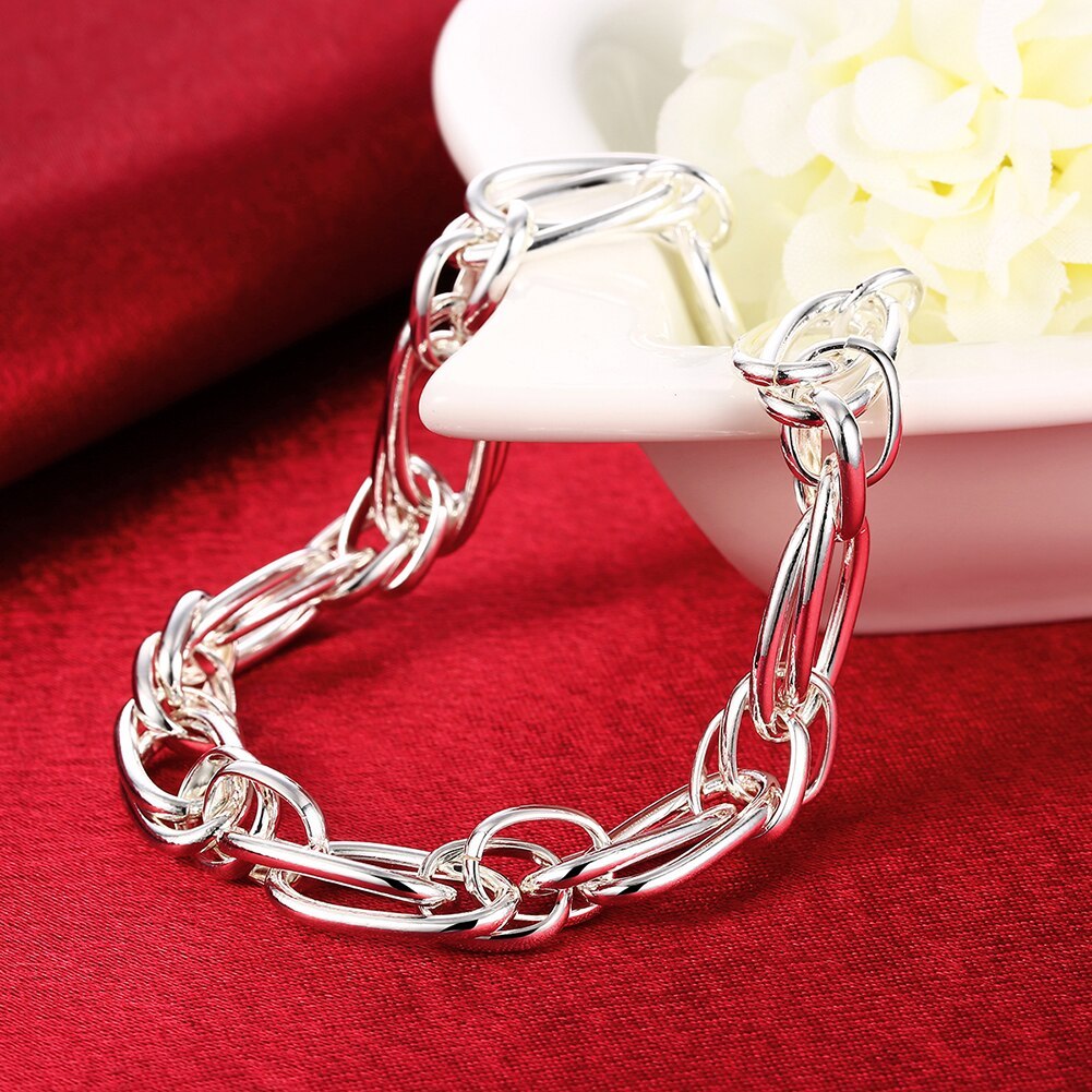 Factory direct fashion 925 Stamp Silver color Bracelet for woman fine creative circle chain trend jewelry Wedding party gifts