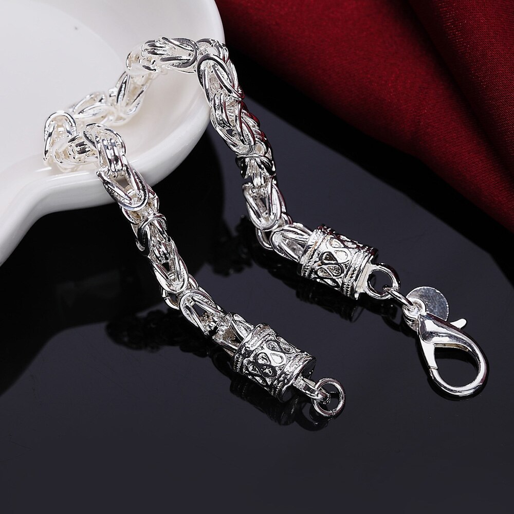 Hot charm 925 Stamp Silver color Bracelet for woman man 8 inches chain Wedding party Christmas Gifts fashion Jewelry