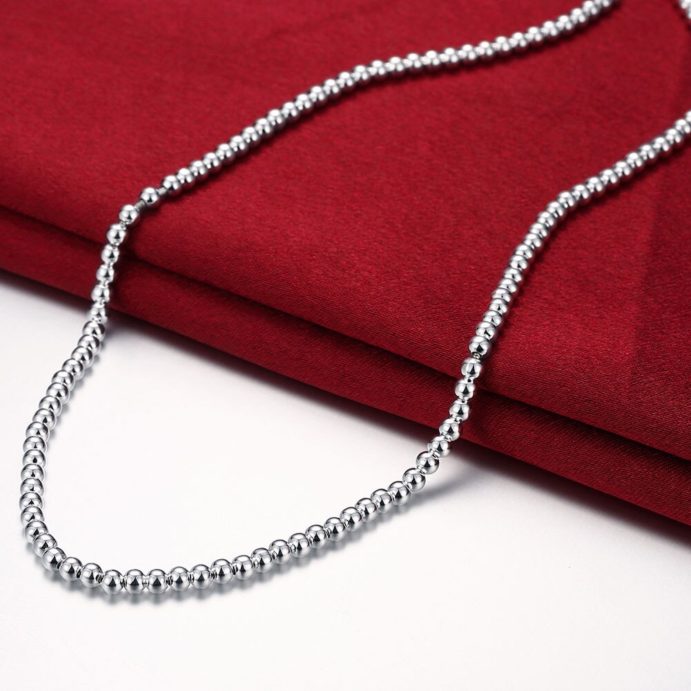 New fashion classic 4MM Buddha beads chain 925 Stamp Silver color Bracelet necklace Jewelry sets for women men wedding Party