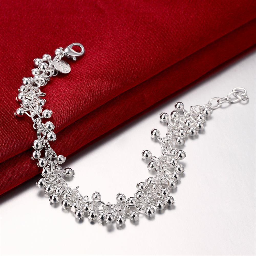 Original designer 925 Stamp Silver color Grape beads necklaces earrings bracelets rings jewelry set for women fashion party