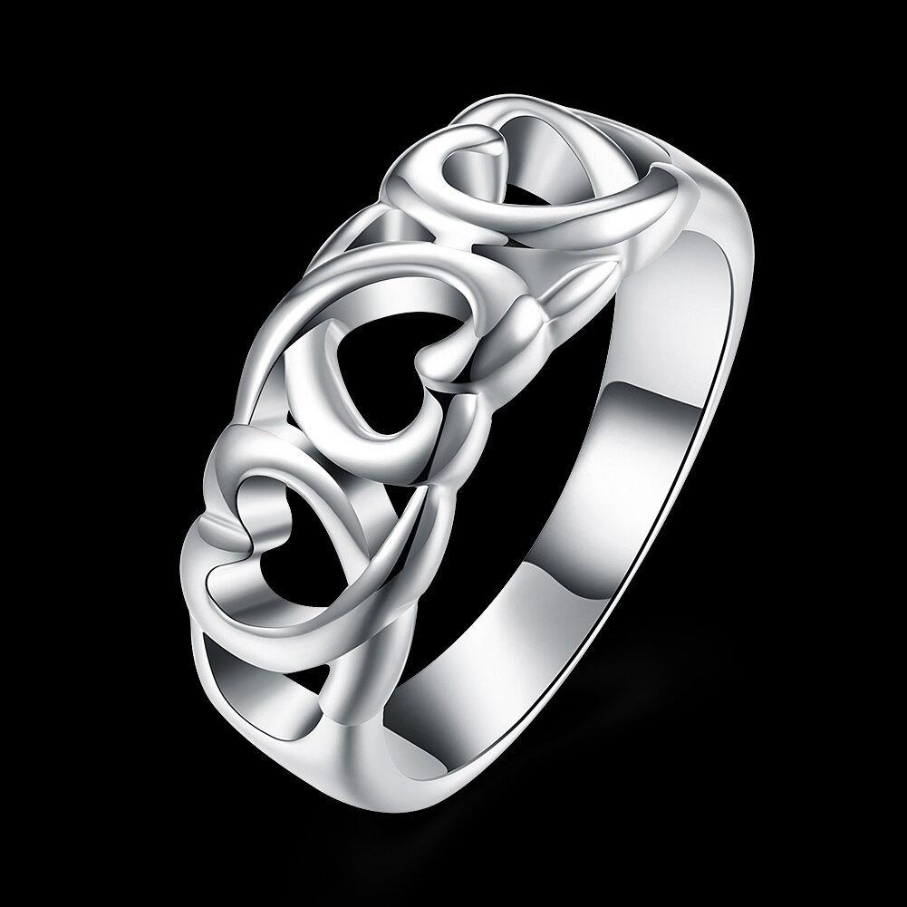 Factory direct Silver Jewelry heart Rings for Women Men Size 7 8 9 Fashion Wedding Jewelry Holiday gifts