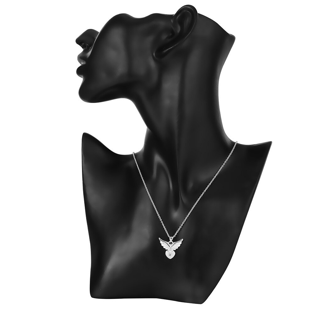 New 925 Stamp Silver color 18 inches Zircon elegant Heart wings Pendant Necklace For Women Fashion wedding Jewelry Gifts
