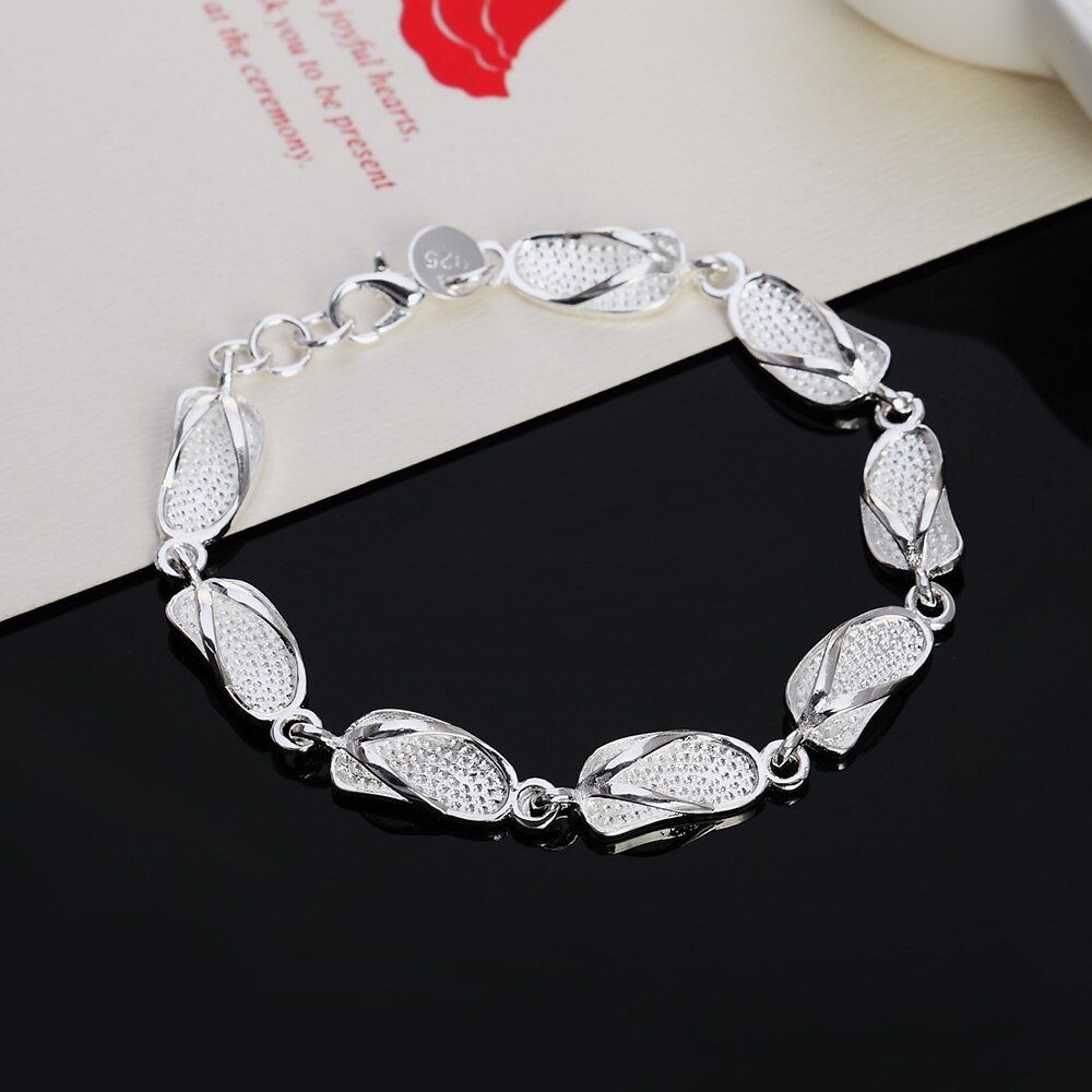 Hot sale fashion 925 Stamp Silver color Bracelet for woman fine slippers chain Wedding party Gifts Street all-match jewelry