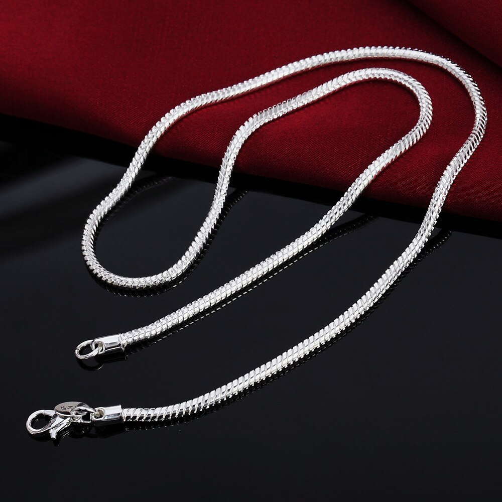 classic 925 Stamp Silver color 1MM/2MM solid Snake Chain Necklace For Men Women Necklaces Fashion party Jewelry for pendant