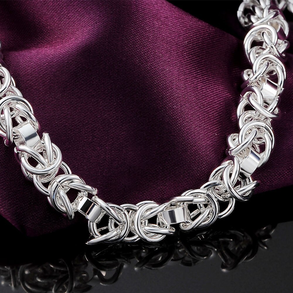 Lady charm 925 Stamp Silver color Bracelet for woman man classic circle chain Wedding party Christmas Gifts fashion Jewelry