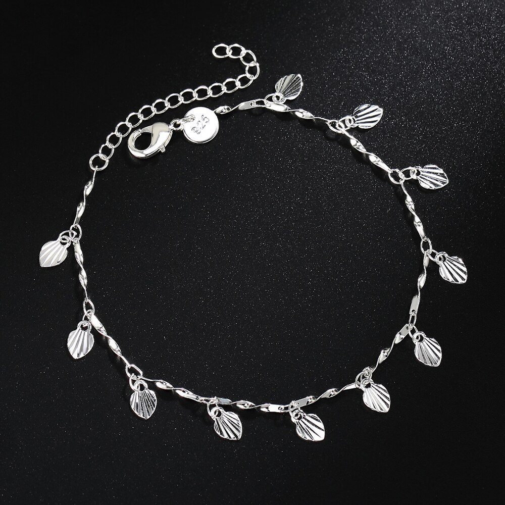 New Charm 925 Stamp Silver color Heart card Chain Bracelet for Women Fashion Wedding Party Girl student Christmas Gift Jewelry