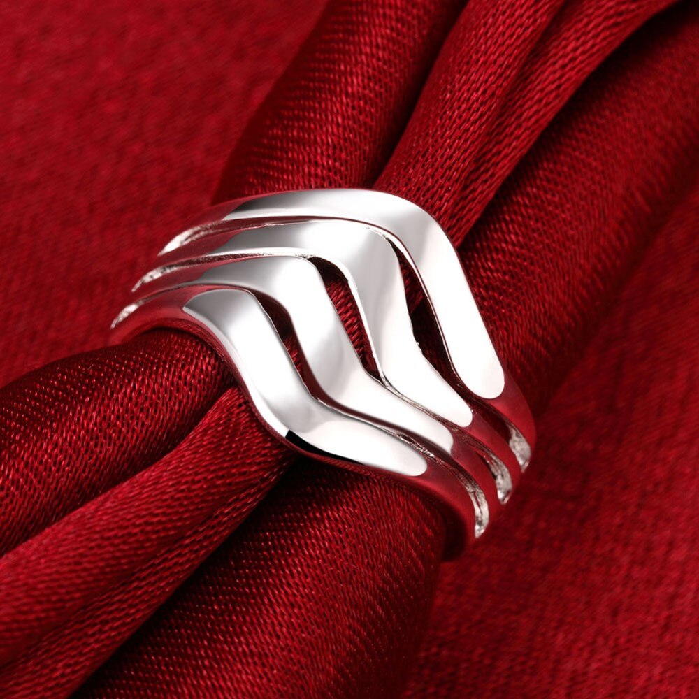 Special offer charm 925 Solid silver Rings For Women Jewelry Water ripple adjustable Fashion Wedding Party Girl student gifts