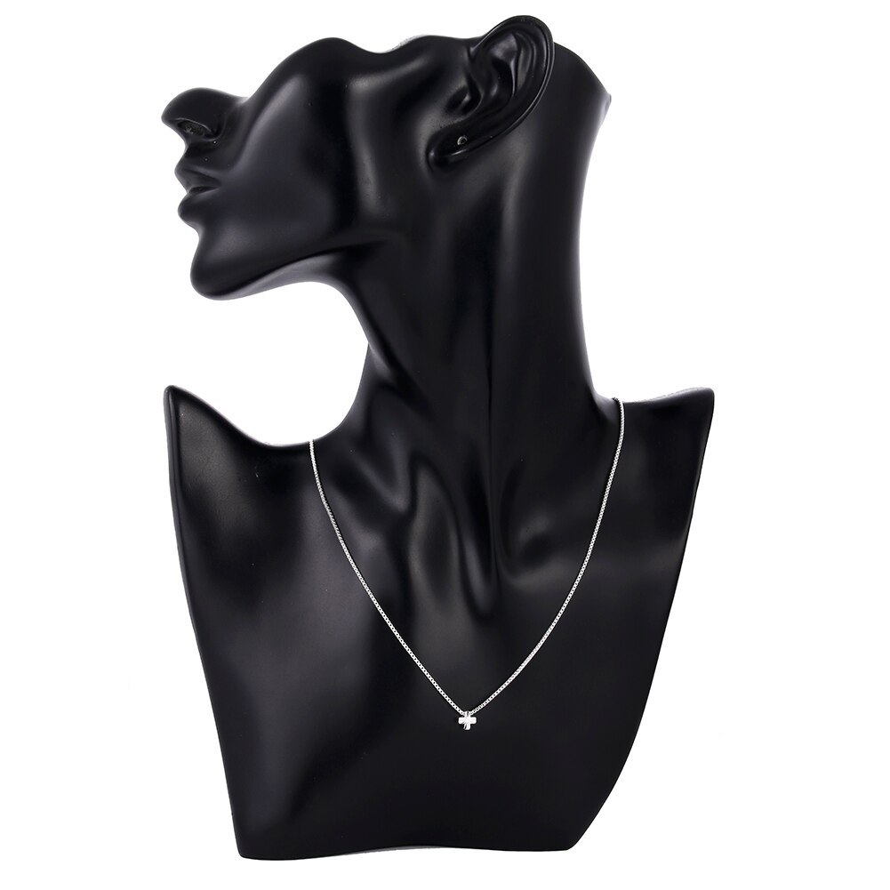 Charm 925 Stamp Silver color Necklace 18 inch Box chain Simple cross Pendant For Women men party Fashion Jewelry Christmas Gifts