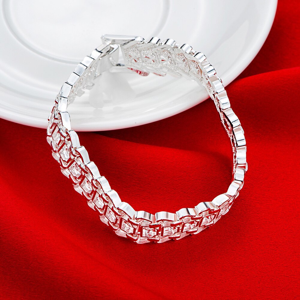 Factory direct fashion 925 Stamp Silver color Bracelet for men woman elegant 12MM chain fine Luxury jewelry Wedding party gifts
