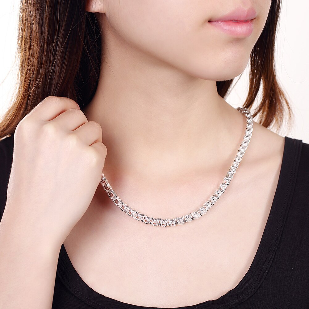 Classic 925 Stamp Silver color Necklaces for woman men 20 Inches Exquisite Simple twisted circle Fashion Jewelry Christmas Gifts