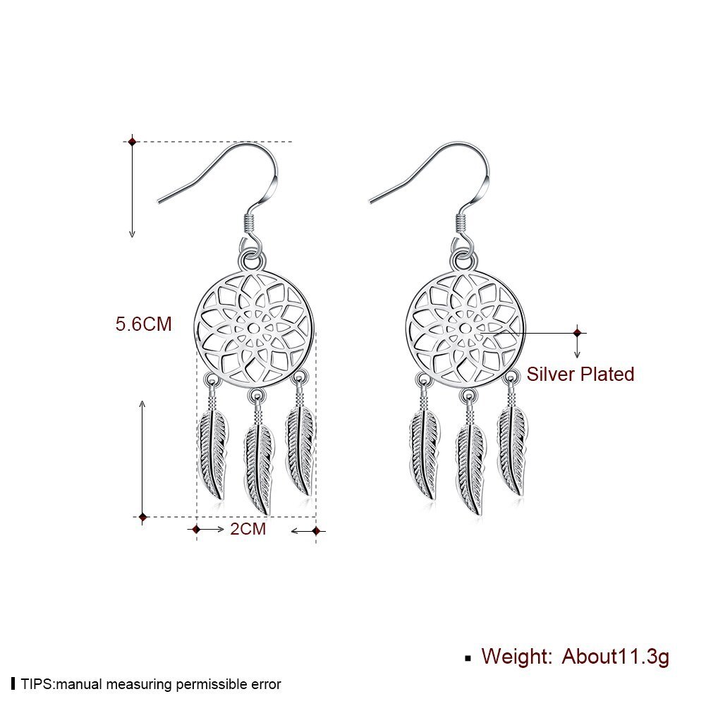 Fashion 925 Stamp Silver color Dream catcher feathers earrings for women luxury designer party wedding Jewelry fine gift
