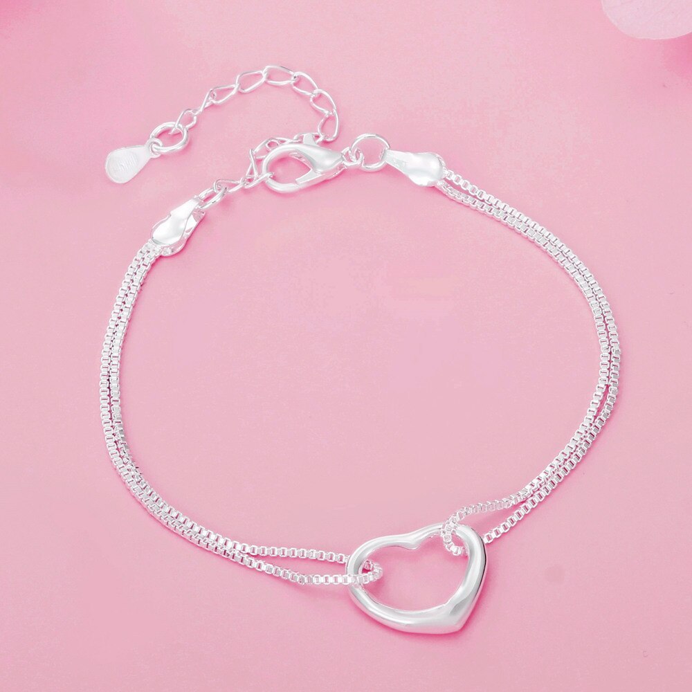 Hot charm 925 Stamp silver romantic heart bracelets for women fashion designer party wedding Accessories Jewelry Christmas gifts