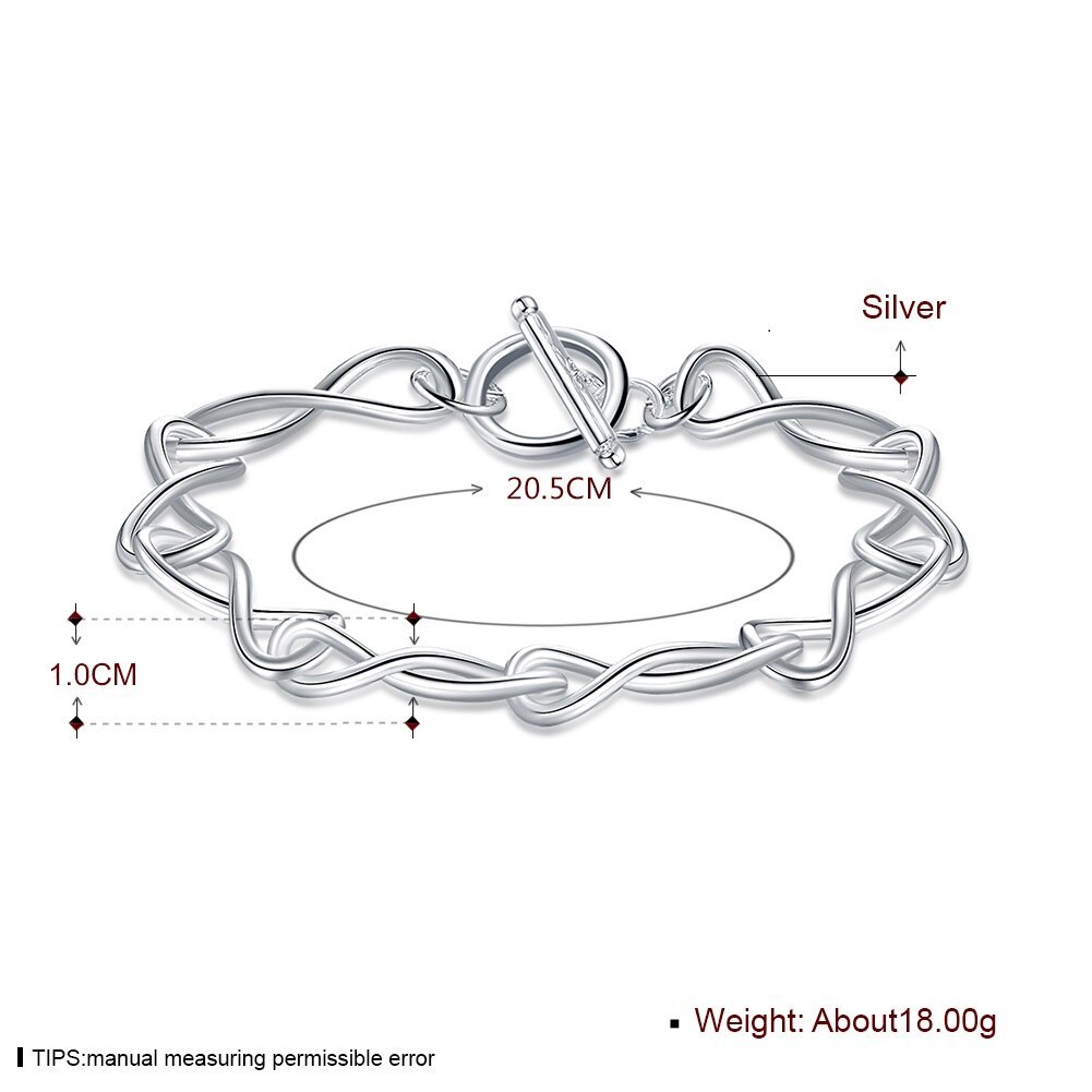 New Popular brands 925 Stamp Silver color twisted circle 8 shape Bracelets For Women fashion designer party Wedding Jewelry gift