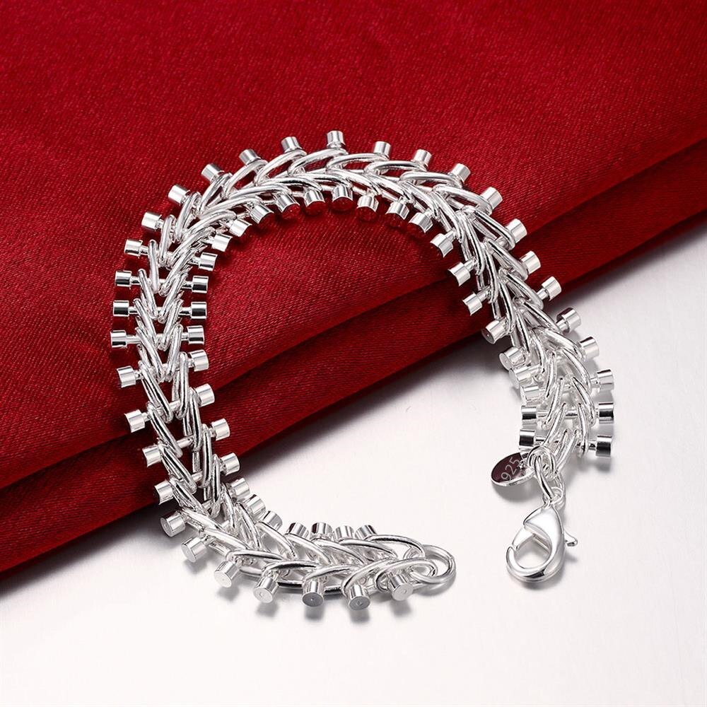 New fine Creative geometric bracelet Women men's 925 Stamp Silver color Jewelry Fashion Wedding Party Popular brands Gift