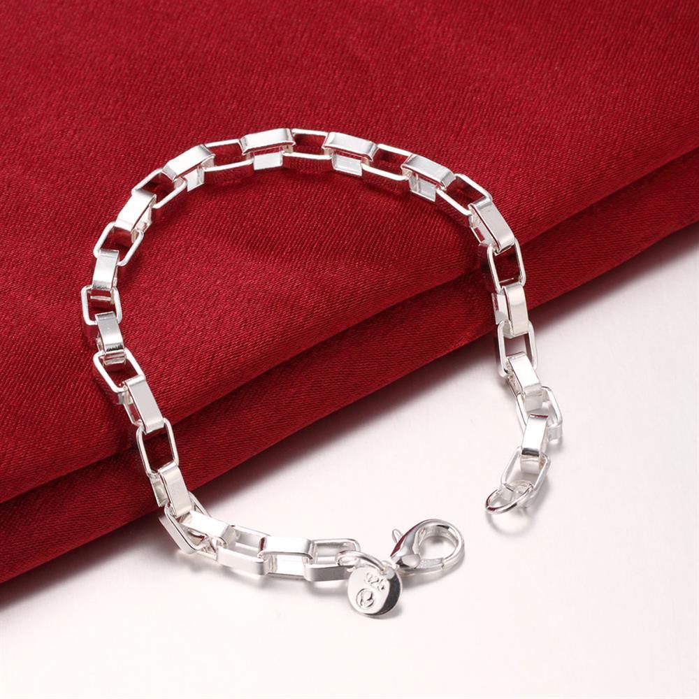 classic men 5MM long box Chain 925 Stamp Silver color Bracelets necklace Jewelry set for women 20 inch Fashion Party Gift