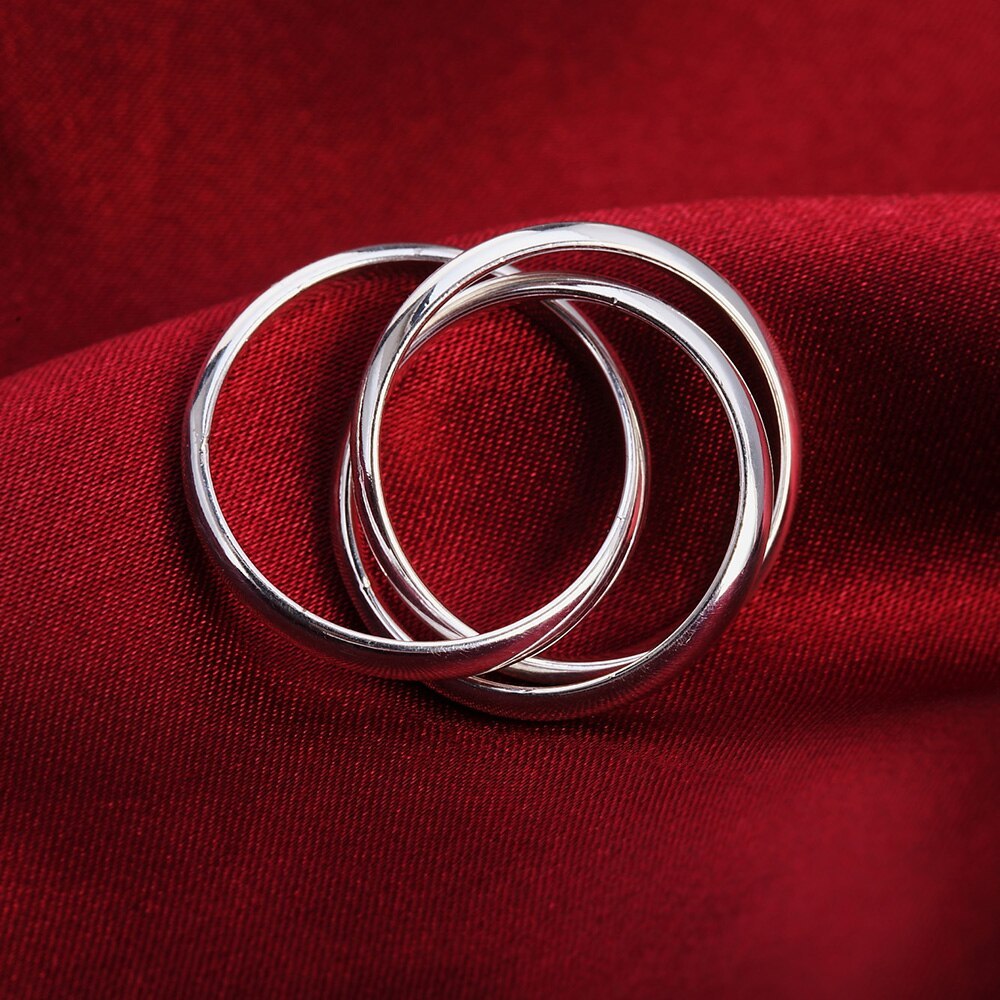 Special offer Silver Rings For Women Simple three circles size 5/6/7/8/9/10 Fashion Party Gift Girl student Jewelry