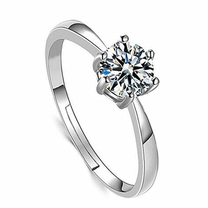 Charm 925 Stamped Silver Rings For women Shining crystal adjustable size Fashion party Couple Gifts engagement wedding Jewelry