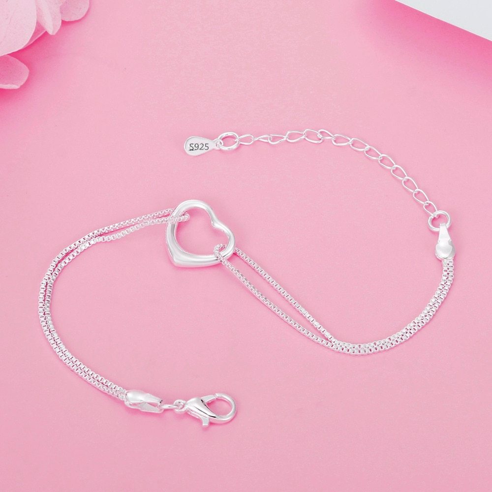 Hot charm 925 Stamp silver romantic heart bracelets for women fashion designer party wedding Accessories Jewelry Christmas gifts