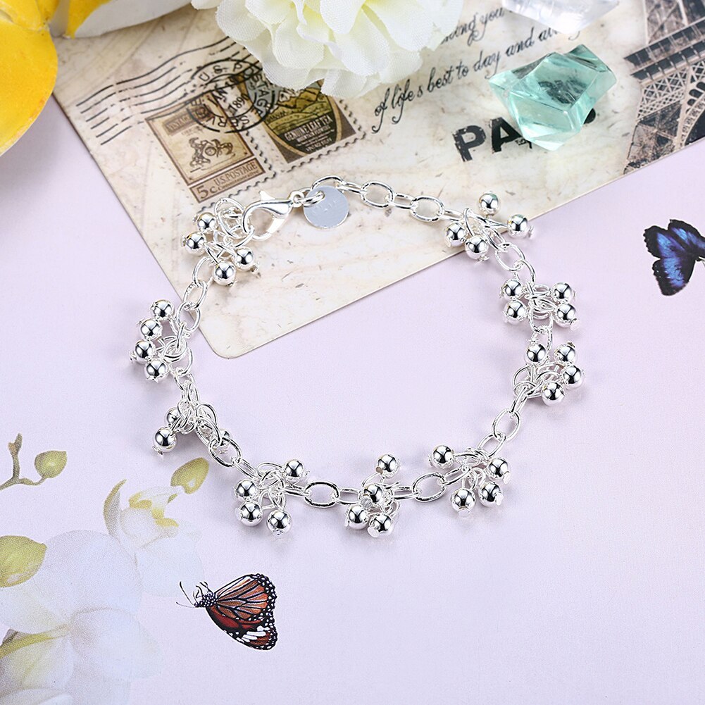 New charm 925 Stamp Silver color Bracelet for woman grape beads chain Wedding party Christmas Gifts fashion Jewelry