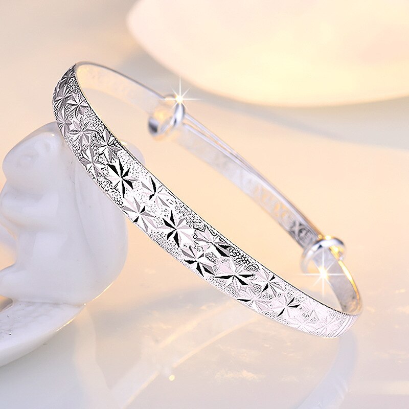 925 Stamp Silver color Original romantic Gypsophila star Bangles for women bracelets fashion party wedding accessories jewelry