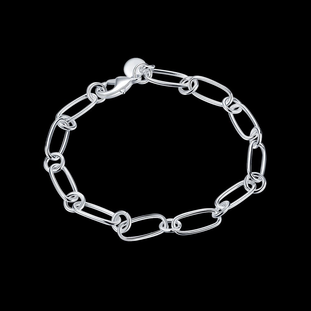 New popular 925 Stamp Silver color Bracelets circle chain for woman lady men classic Wedding party Gift fashion Jewelry