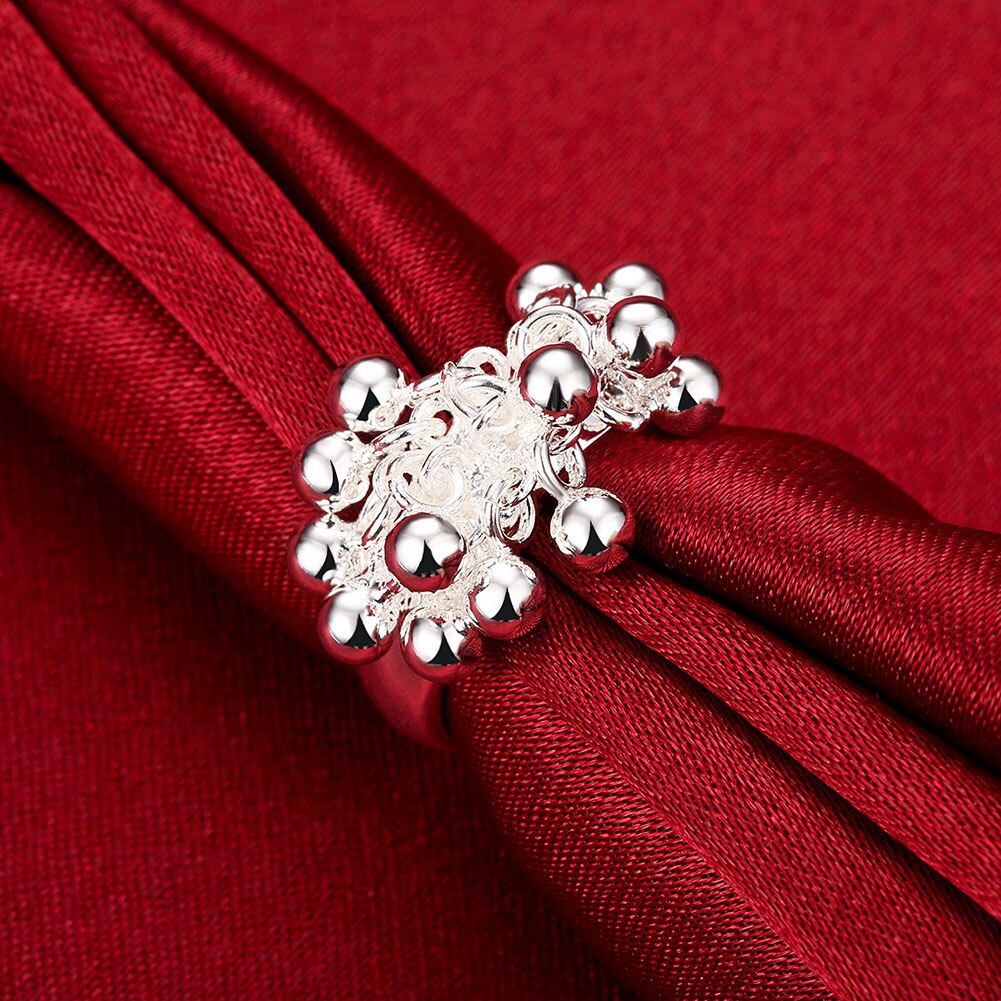 Original designer 925 Stamp Silver color Grape beads necklaces earrings bracelets rings jewelry set for women fashion party