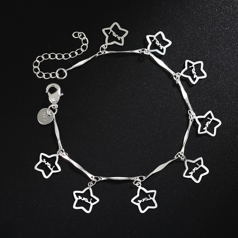 Special offer charm 925 Stamp Silver color Cute star Chain Bracelets for Women Fashion classic Wedding Party Gift Jewelry