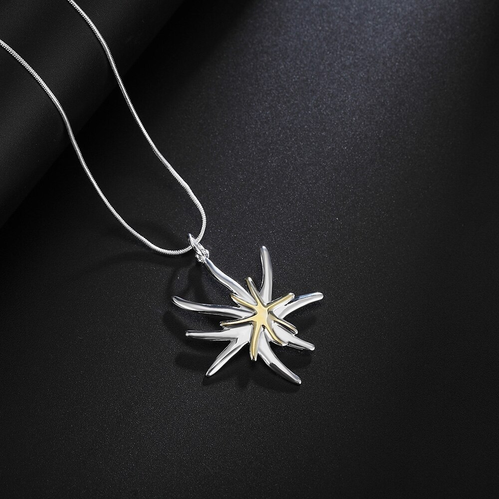 Factory direct 925 Stamp Silver color Necklace For Women Starfish flower Pendant Christmas gifts Fashion party wedding Jewelry