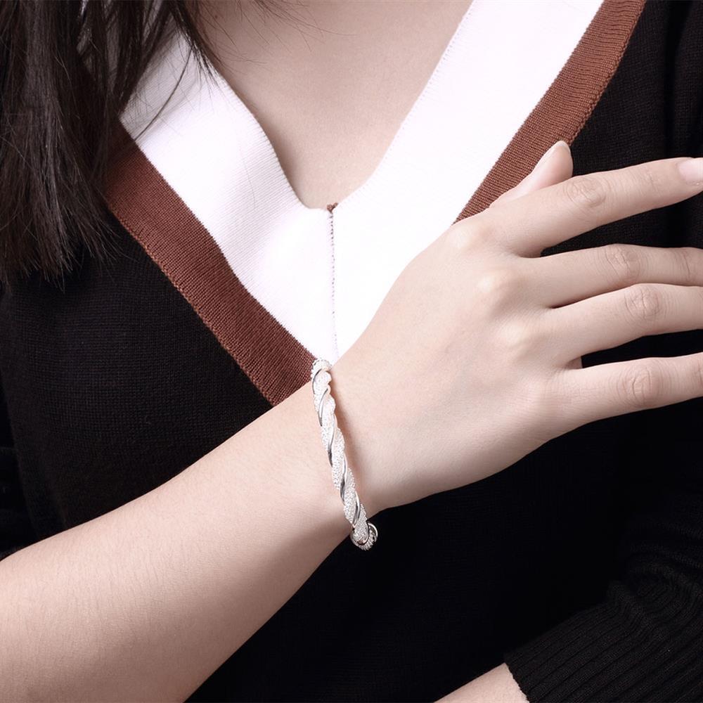 Charm 925 Stamp Silver color Bracelets fine Twisted wire bangles for Women Fashion Wedding Party Christmas Gift luxury Jewelry