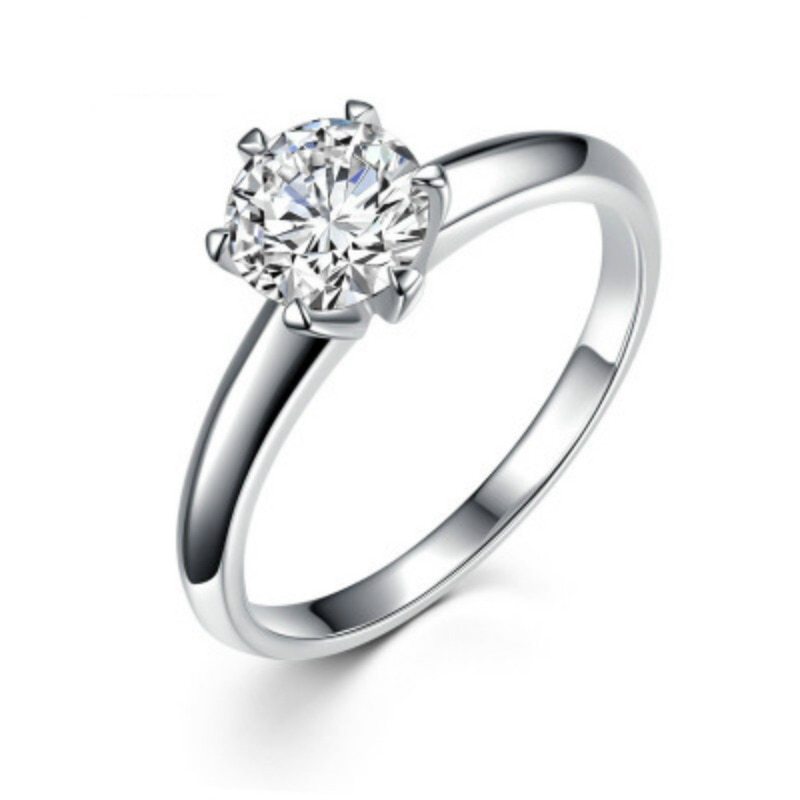 Charm 925 Stamped Silver Rings For women Shining crystal adjustable size Fashion party Couple Gifts engagement wedding Jewelry
