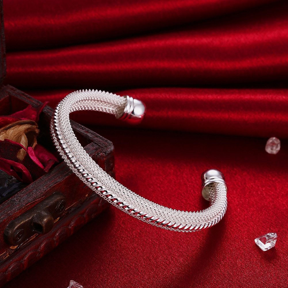 Factory Direct Charm 925 Stamp Silver color Bracelets fine net bangles for Women Fashion Wedding Party Christmas Gifts Jewelry