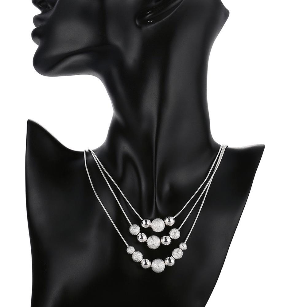 18 inches Fine 925 Stamp Silver color Fringed beads necklace earrings Jewelry sets for women Fashion Party wedding Gifts
