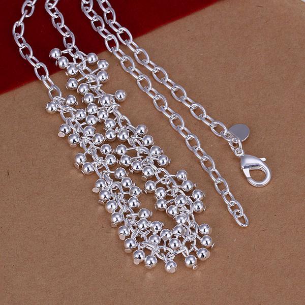 925 Stamp Silver color charm Classic Jewelry 18 Inch Beautiful smooth beads grape necklace for Women wedding Party Gifts