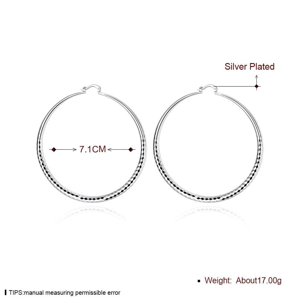Hot charm 925 Stamp Silver color Earrings for Women fashion Jewelry 7CM Big circle hoop earrings Street all-match jewelry Gifts