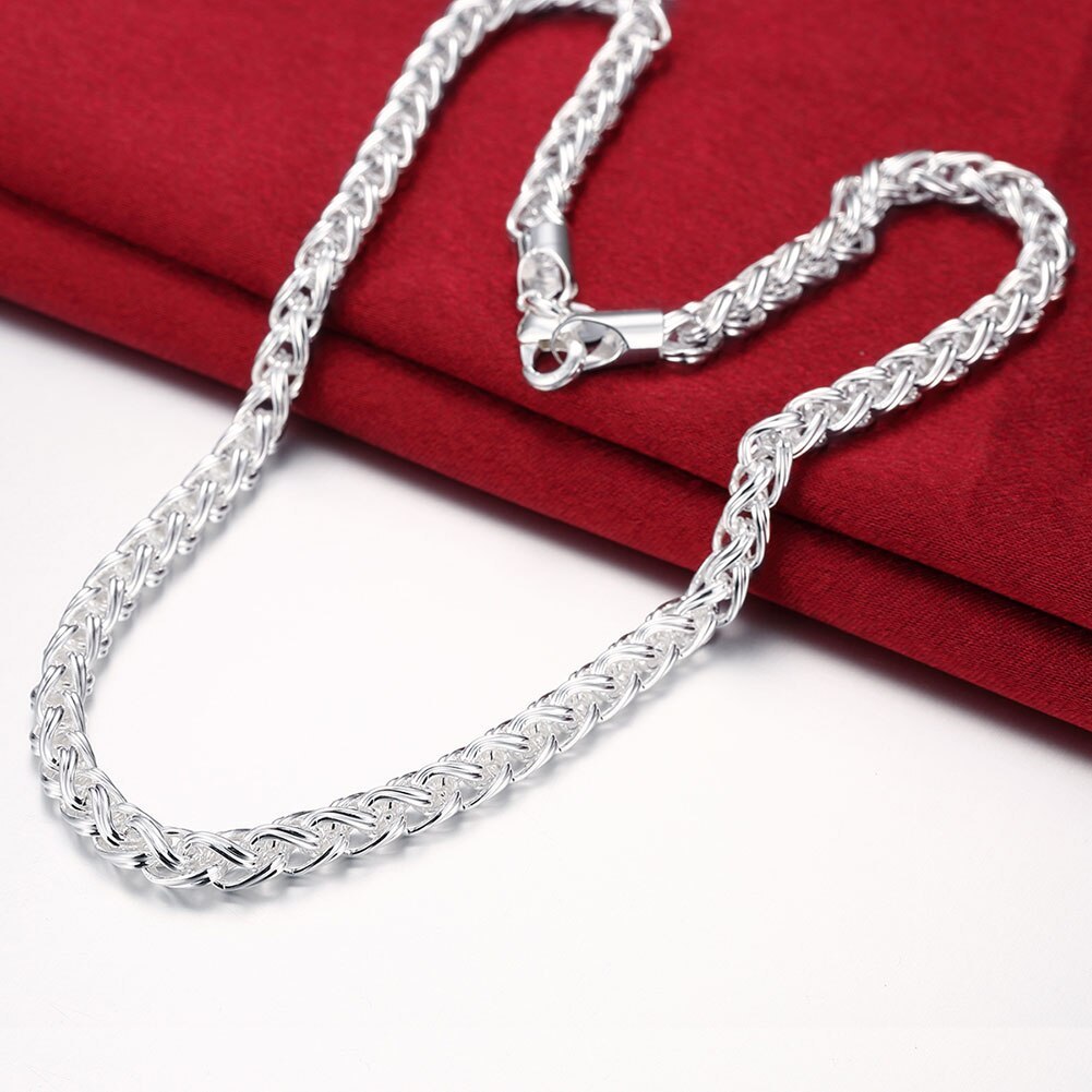 Fashion 925 Stamp Silver color classic 6MM twisted circle chain Bracelet necklace Jewelry sets for women men wedding Party Gifts
