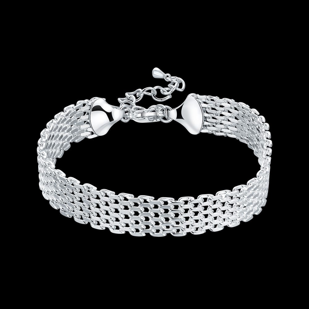 Factory direct fashion 925 Stamp Silver color Bracelet for woman elegant Creative strap chain Luxury jewelry Wedding party gift