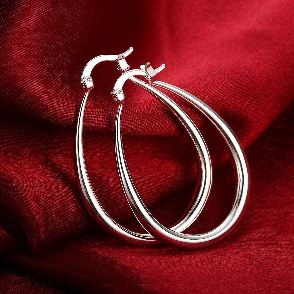 Charms wedding party fashion jewelry 925 Stamp Silver color 18K gold hoop earrings for women lady drop nice christamas gifts