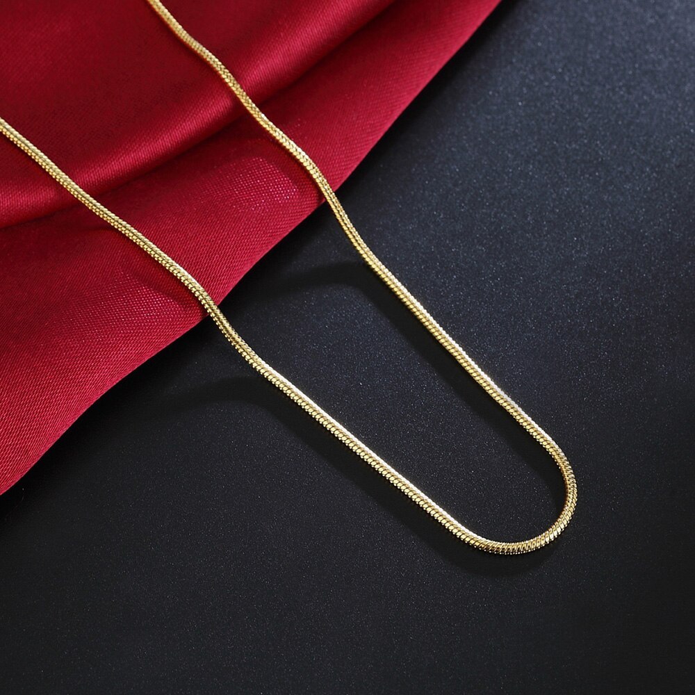 Hot new 925 Stamp Silver color 2MM Snake Chain 18K gold Necklaces 16-30 Inches Women Men high quality party wedding Jewelrys