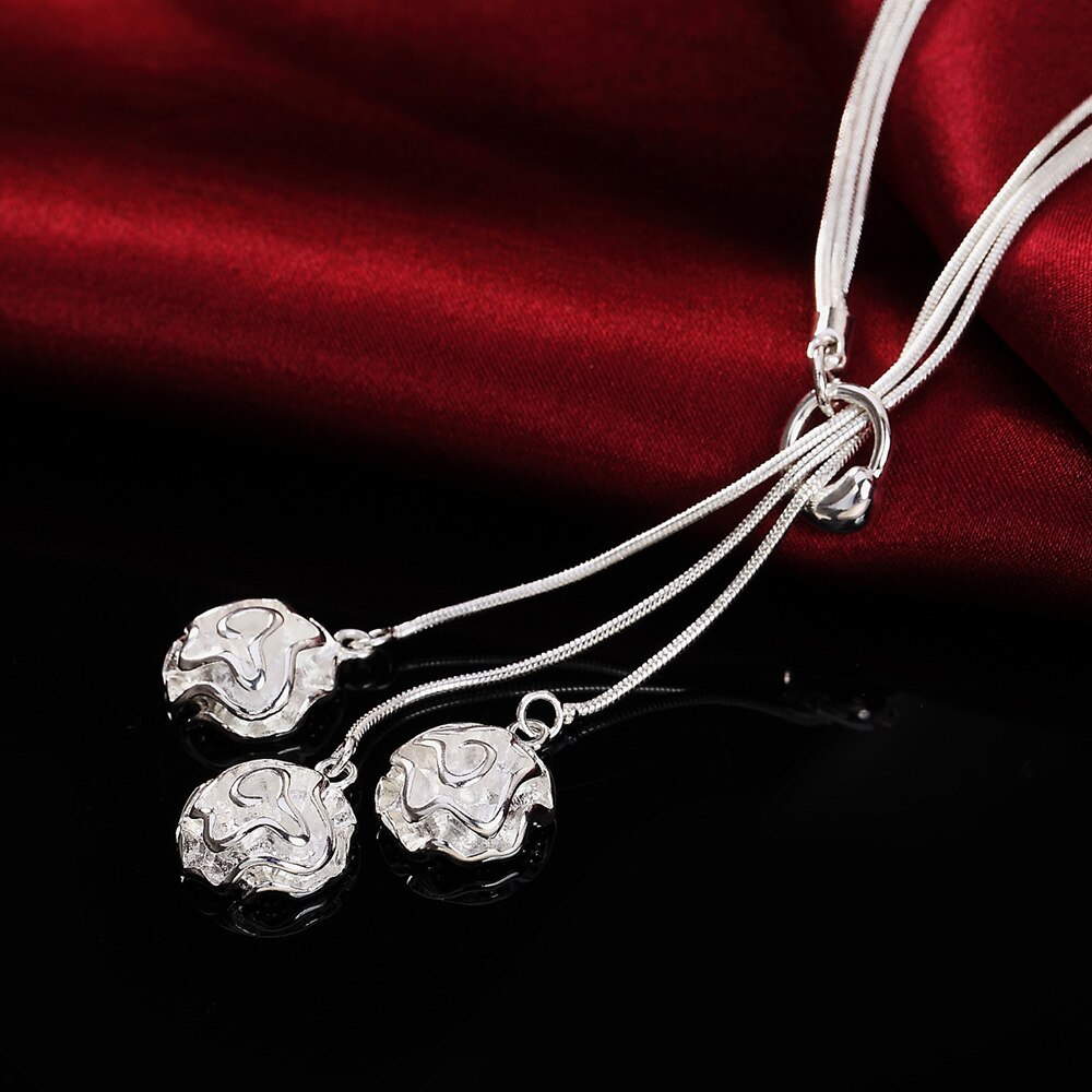 Fashion 925 Stamp Silver color Necklaces for woman Classic Jewelry 18 Inches Rose Flower chain wedding Party Christmas Gifts